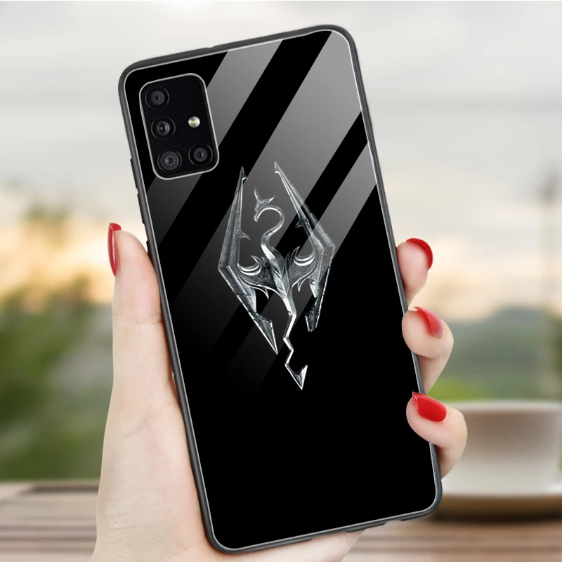 Чехол для телефона из закаленного стекла с логотипом Skyrim Samsung M51 M41 M40 M31S M30S M21 M20 M10