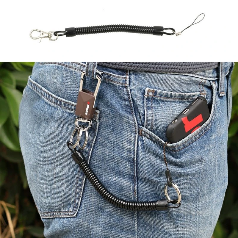 10Pcs Black Retractable Coil Cord Springs Keychain Swivel Lobster Clasp Keyring | Украшения и аксессуары
