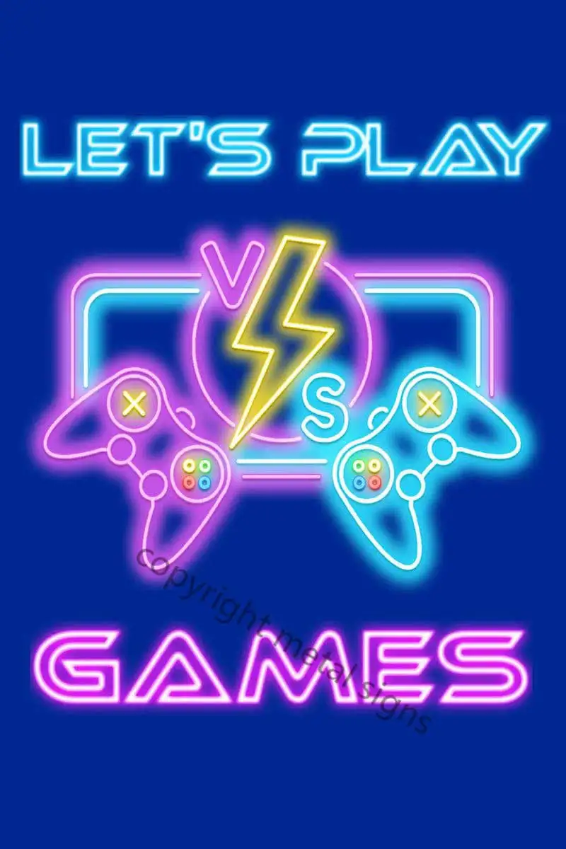 

Let Play Games неоновые винтажные металлические вывески жестяные таблички Декор на стену Ретро Неоновые вывески для дома клуба мужская пещера ка...