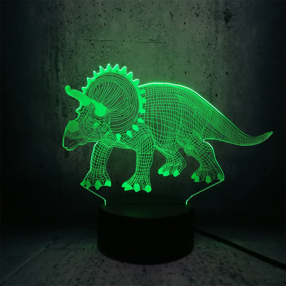 Трехмерная светодиодсветодиодный лампа Triceratops для фанатов динозавров фигурки из