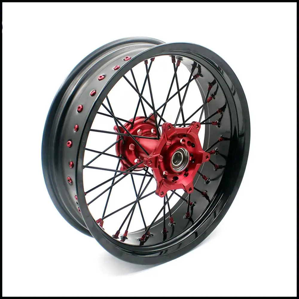 KKE 3 5/4 25 крученые диски Supermoto для HONDA CRF250R 2014-2021 CRF450R 2013-2020 красная соска черная спица