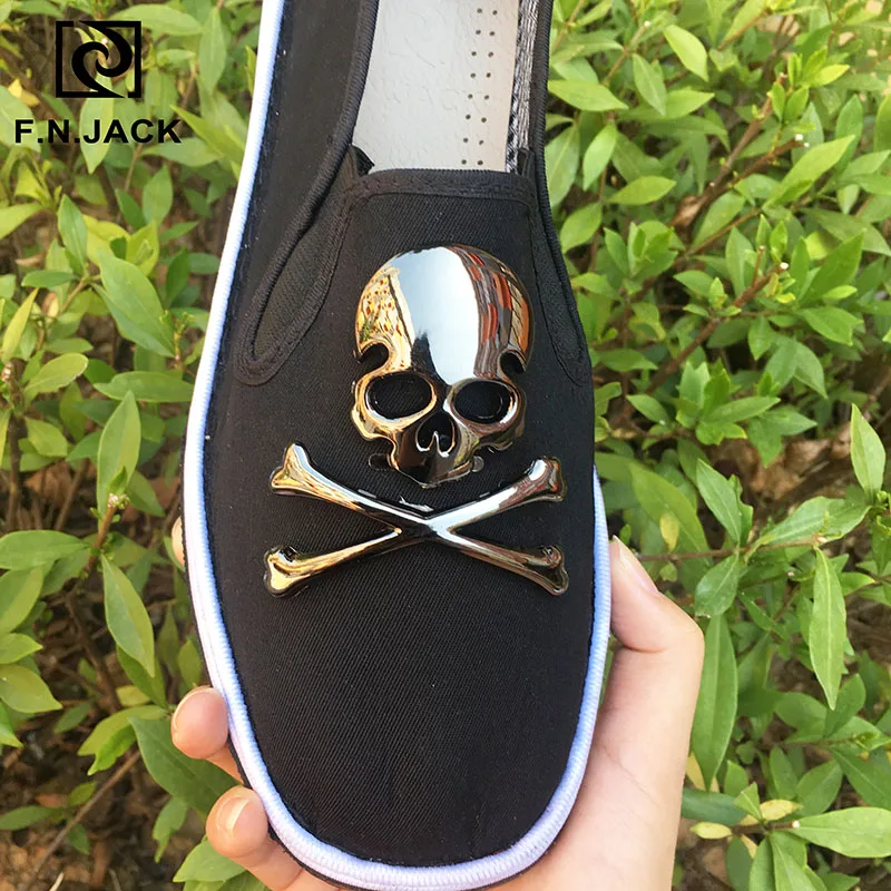 F.N.JACK Мужская Осенняя обувь с украшением в виде черепа базовая из ткани удобные