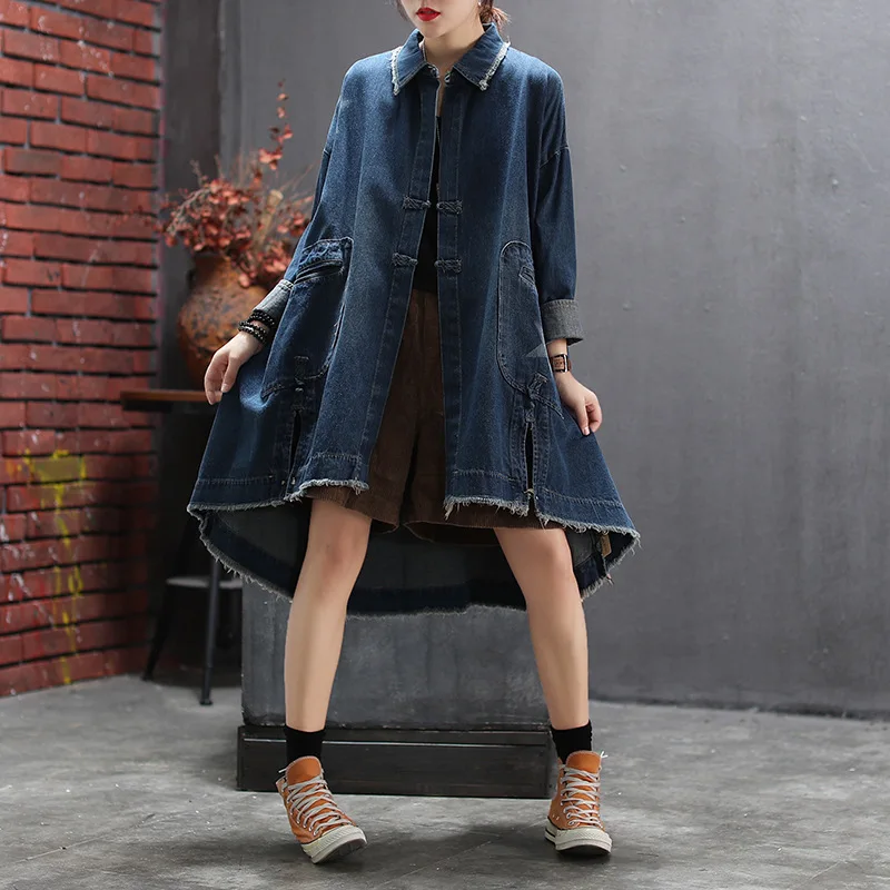 Новая осенне-зимняя джинсовая куртка в стиле ретро с круглым вырезом свободная