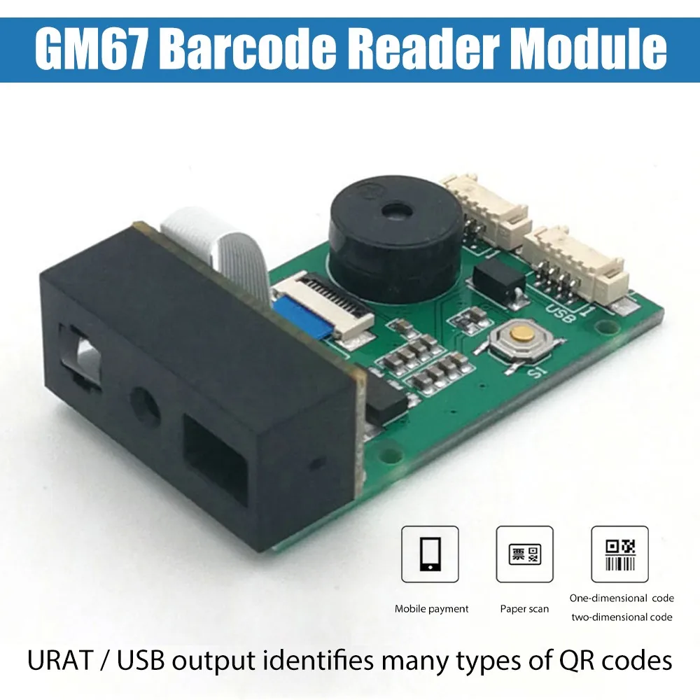

GM67 1D 2D USB UART Barcode Reader with Buzzer Programmable QR Code Scanner Module Board for Android Component