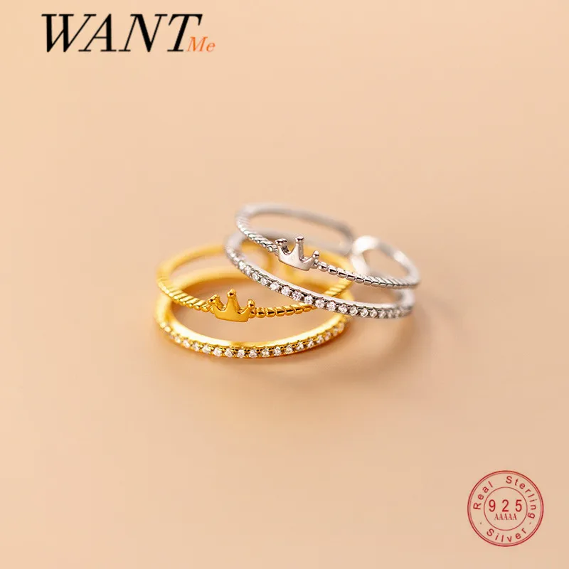 

Женское кольцо с короной WANTME, из серебра 925 пробы, с цирконом