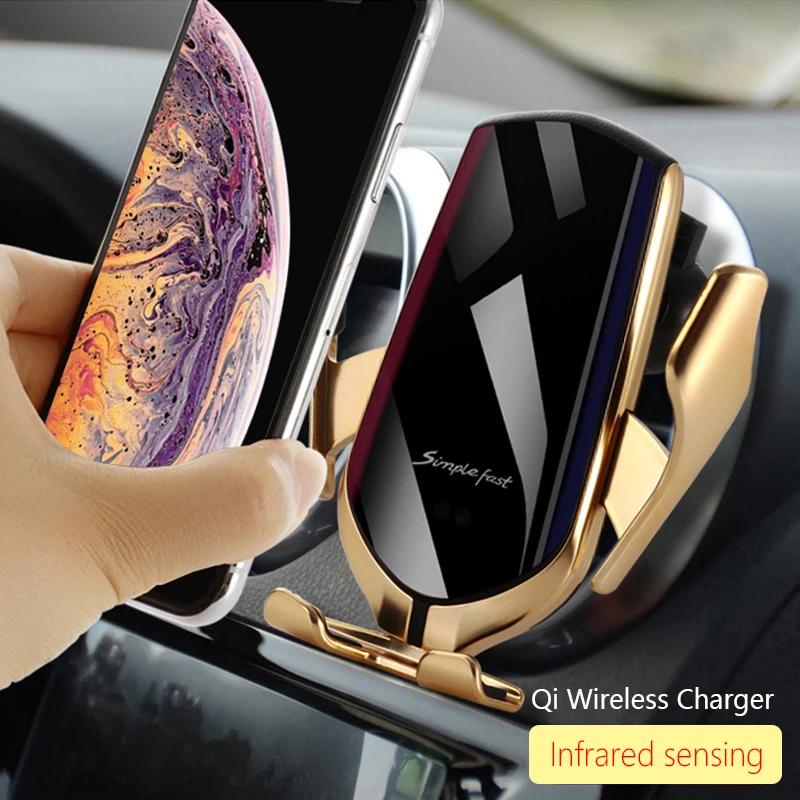 

Qi Wireless Charger Infrared Sensing Automatic Clip for iPhone X Xs Max XR Samsung S9 S10 10W Fast Charing Wireless Chargers