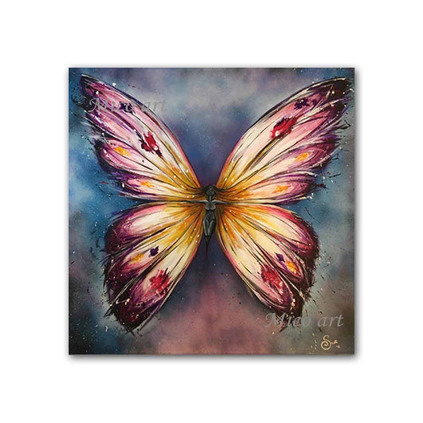 

Modern Children Room Decor Abstract Butterfly Oil Painting Canvas Wall Pictures Art Unframed Animal Textured Paintings Artwork