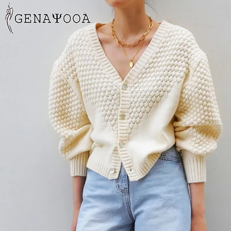 Женский винтажный однобортный Кардиган Genayooa фиолетовый вязаный свитер в