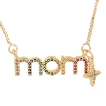 2021 Korean Fashion Colorful Crystal Choker Necklaces for Women DIY Design MAMA Pendant Necklace Jewelry Mother's Day Gift