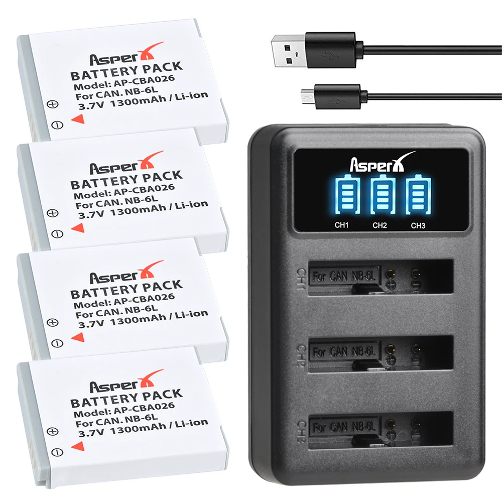 4Pc NB-6L NB 6L NB-6LH 6LH Battery 6 LH Bateria + Dual USB Charger For Canon IXUS 310 SX240 SX275 SX280 SX510 SX500 HS SX500HS