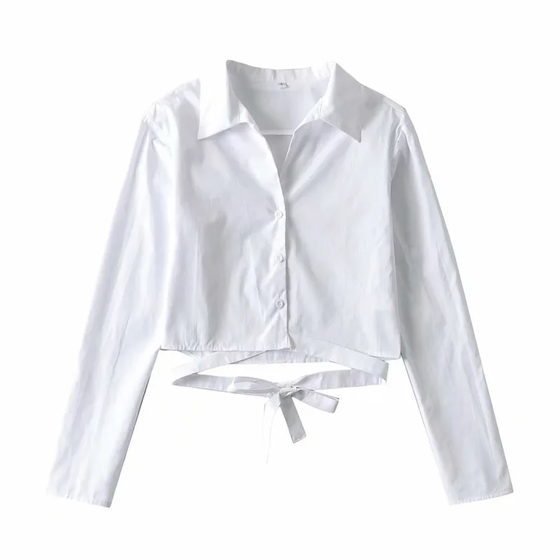 

2021 Summer Y2k All-Match Sexy Deep V Neck Lace Up White Tops Women Long Sleeve T-Shirt Summer High Fashion Fall Indie Crop Tops