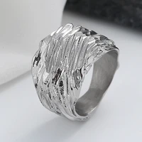 fashion silver color irregular lines rings trendy geometry engagement wedding ring women male jewelry accessories