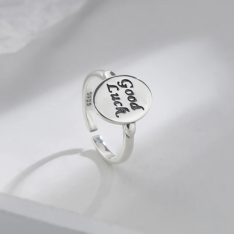 

Kinel Good Luck Creative Design 100% Genuine 925 Sterling Silver Rings for Women Minimalist Stackable Silver Ring Jewelry