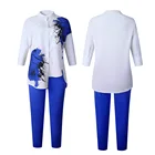 Асимметричный костюм из двух предметов с разрезом, новинка 2021, африканская Летняя женская блузка с рукавом 34 + брюки, модный костюм с принтом высокого качества