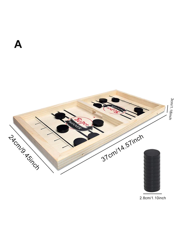 

Fast Sling Puck Table Game Wooden Desktop Hockey Table Game Set Funny Classic Battle Board Games For Family Interactive Game