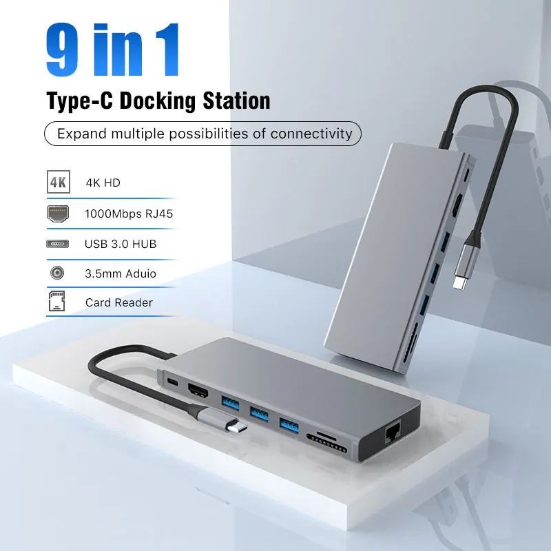 DZLST usb хаб Type C 3 1 к Мульти USB 0 RJ45 Аудио HDMI совместимый адаптер док станция для MacBook Pro