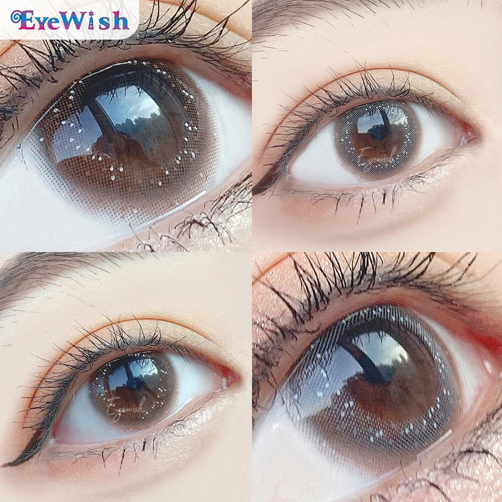 

EYEWISH-1 Pair(2pcs) 2 Tone Natural Pupil Contact Lenses K24 Series Eye Color Gray/Chocolate Lenses (Dia:14.2mm,for Myopia)