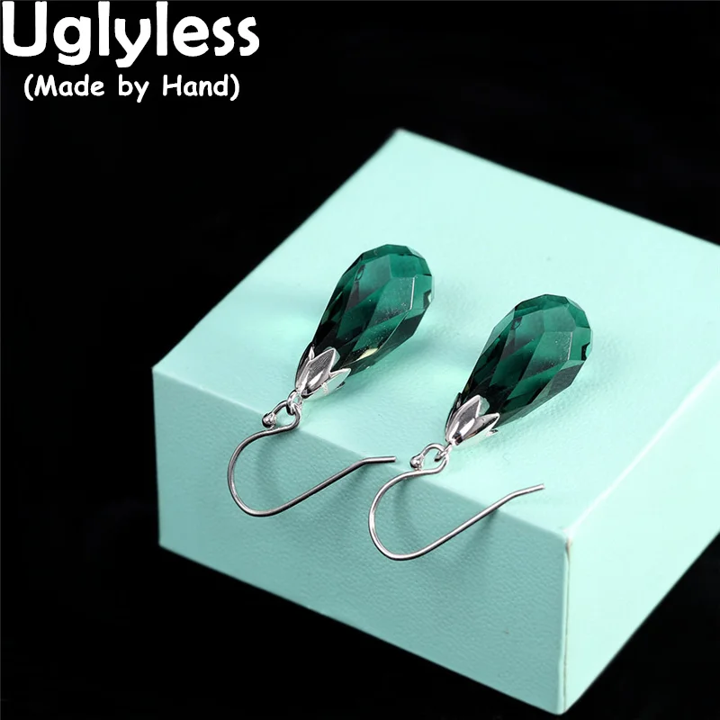 

Uglyless граненые Зеленые кристаллы серьги в форме капли воды для женщин; Простые Модные Экзотические ювелирные изделия Настоящее серебро 925 Brincos, можно носить с Циркон драгоценный камень
