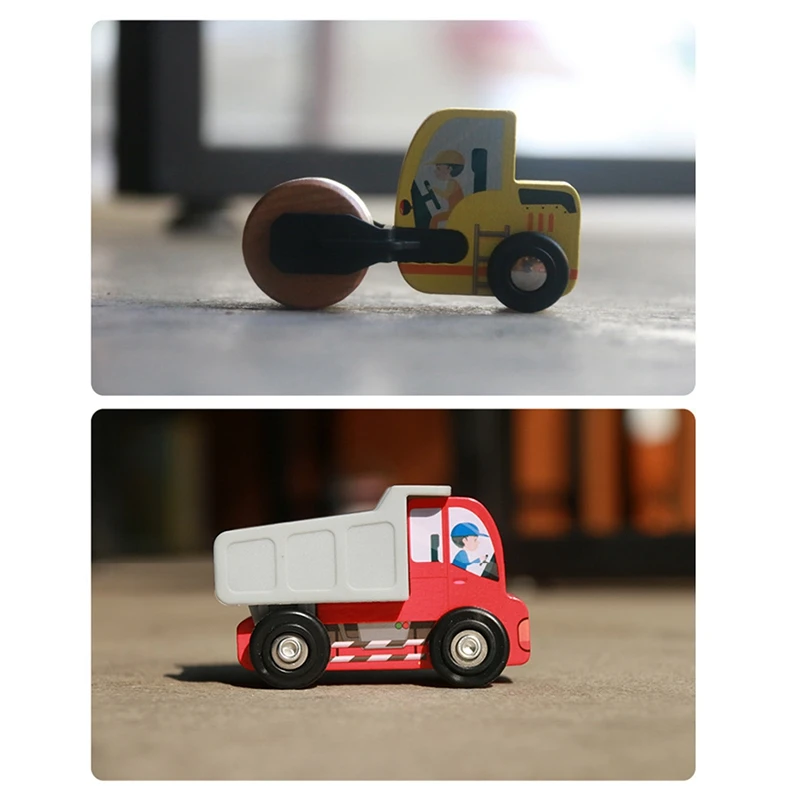 

7PCS Wooden Car Model Kids Toy Construction Friction Car Toy Cars Mini Vehicles for Toddlers Educational Toy Gift