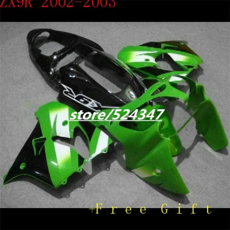 

Motorcycle fairing kits for Kawasaki Ninja ZX9R Fairings kit 2002 2003 ZX 9R 02 03 green black ABS plastic road racing bodykits