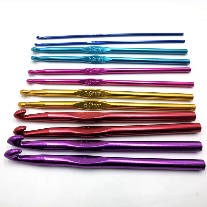 

2.0-10.0mm Alumina Handle Crochet Hooks Single-head Knitting Needles DIY Weaving Sweater Scarf Needles DIY Sewing Needles Tool