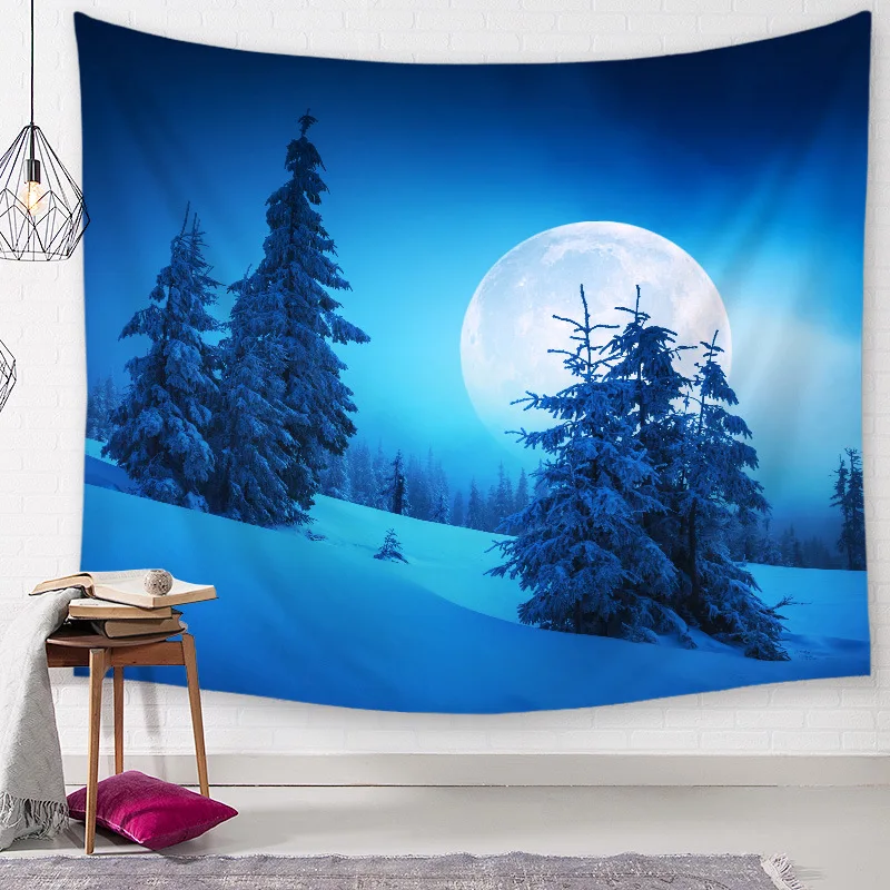 CAMMITEVER Wolf Night гобелен с Луной покрывало для йоги пляжный коврик классический