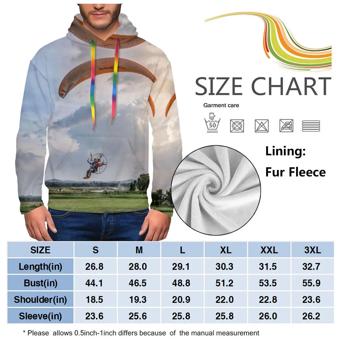 Paramotor Толстовка толстовки свободные полиэстер пуловер длинная длина осень