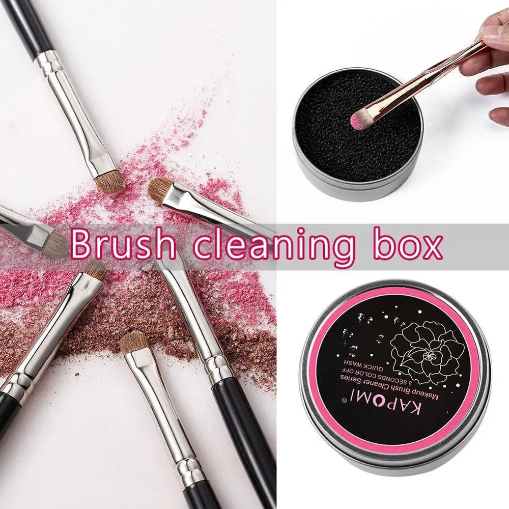 Губка Кисть Косметика очиститель железная коробка для глаз губ носа лица кисти