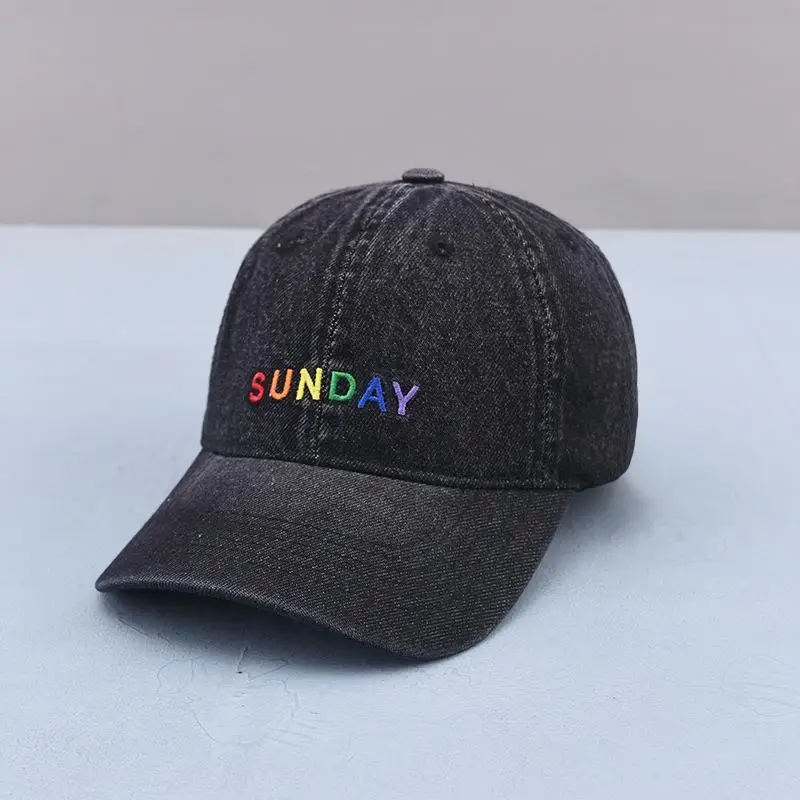 2021 Всесезонная промытая джинсовая кепка с вышивкой и надписью Sunday бейсболка