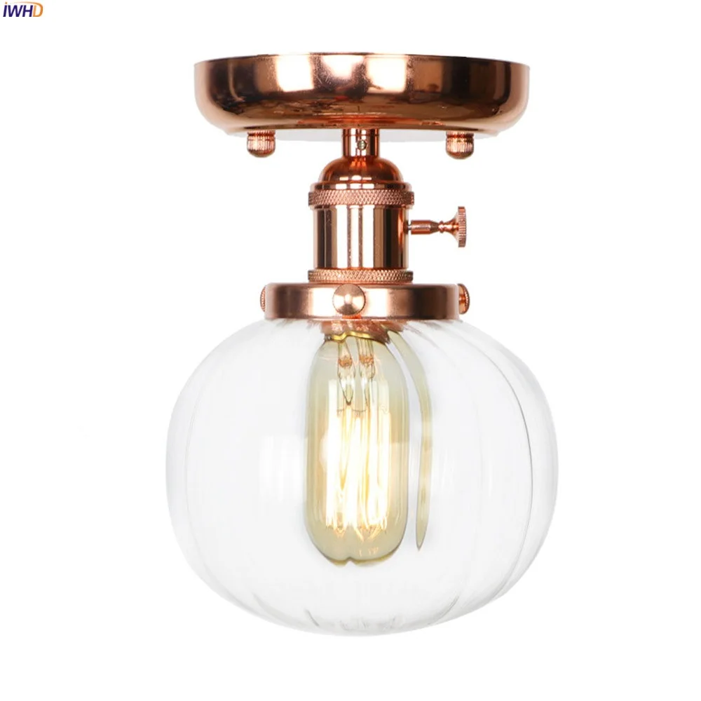 

Современный светодиодный потолочный светильник IWHD со стеклянными шариками, лампа цвета розового золота в винтажном стиле для балкона, гост...