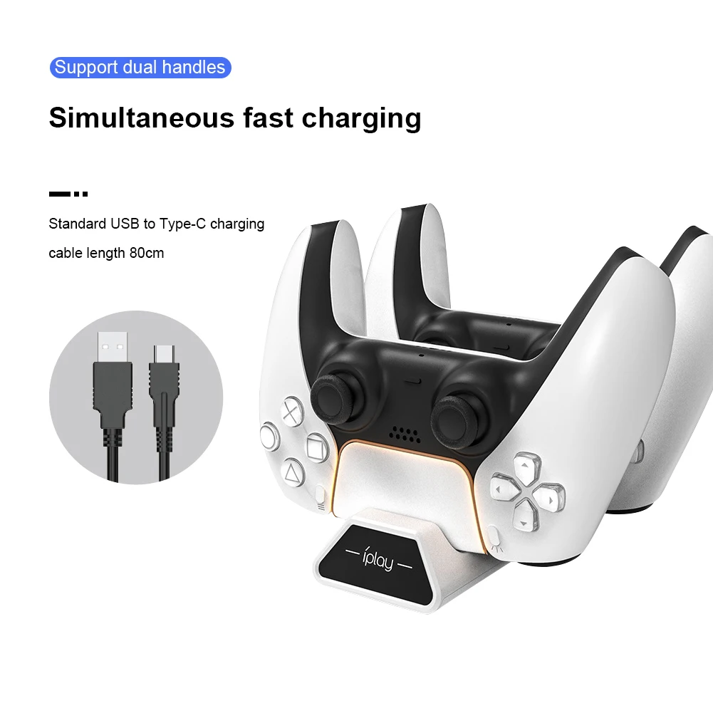 

2 Port Portable Charger Stand for PlayStation 5 Console Controller Charging Dock Station Holder with LED Indicators