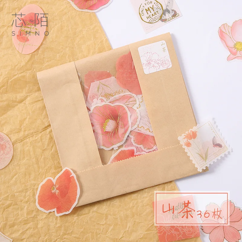 

20sets/lot Kawaii Stationery Stickers Bronzing Flower series Diary Decorative Mobile Stickers Scrapbooking DIY Craft Stickers