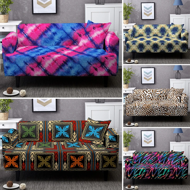 Абстрактный тай дай облегающие длинные завернутый чехол для дивана 1/2/3/4 сиденье