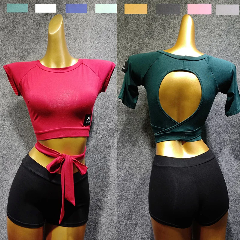 

Latin Dance Top Short Sleeve Shirts Women Rumba ChaCha Samba Dancing Clothes Ladies Competition Performance Wear 9 Colors DN3855