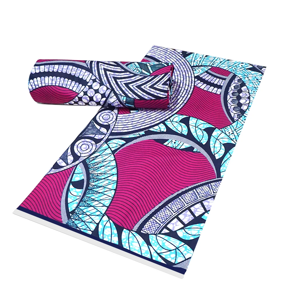 

New Hot Sale Ankara Fabric African Real Wax Printing High Quality 100% Cotton Soft Real Wax Sewing Cloth 6 Yards