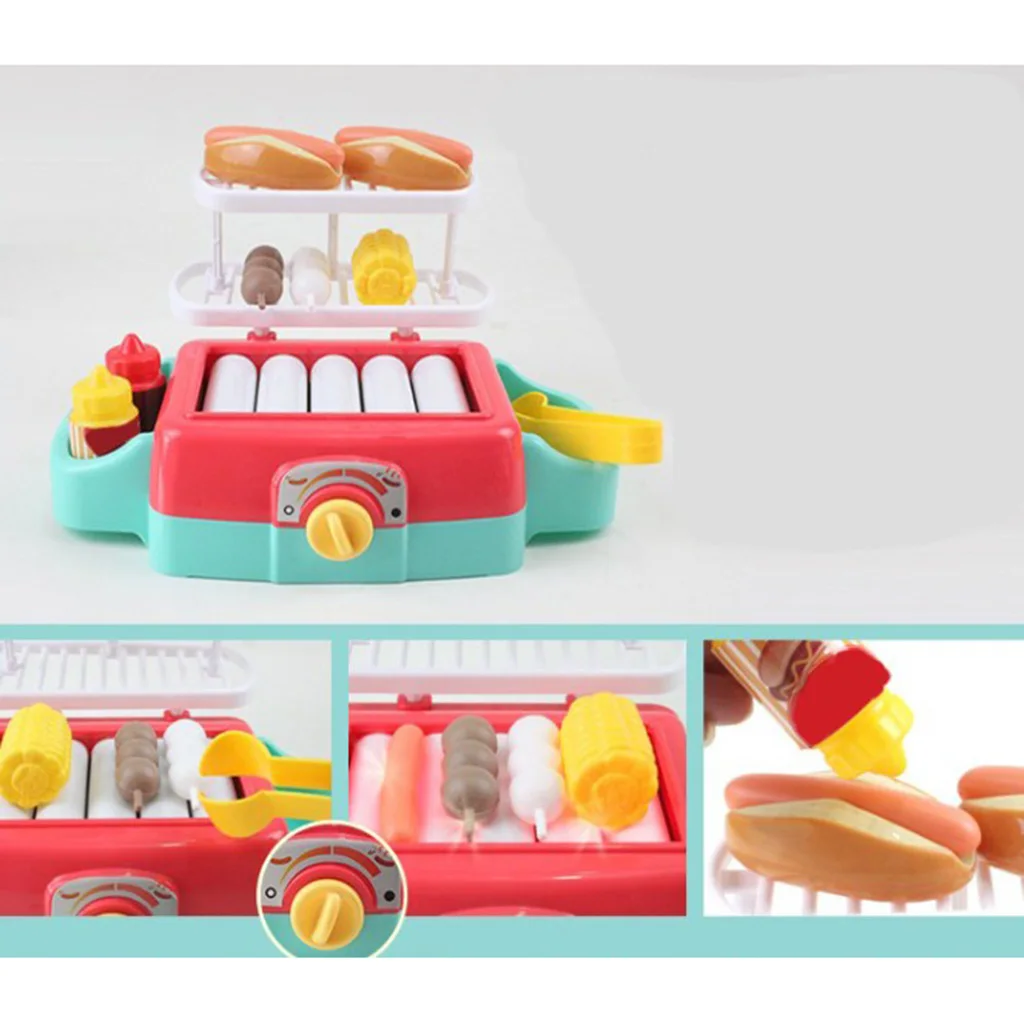 

Mini Cookware Role Play Toy Barbecue Grill With Lights BBQ Funny Cooking Playset