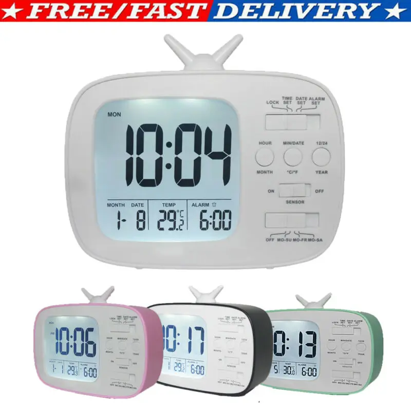 Светодиодный Настольные Цифровые часы большой Дисплей с календарем для Офис