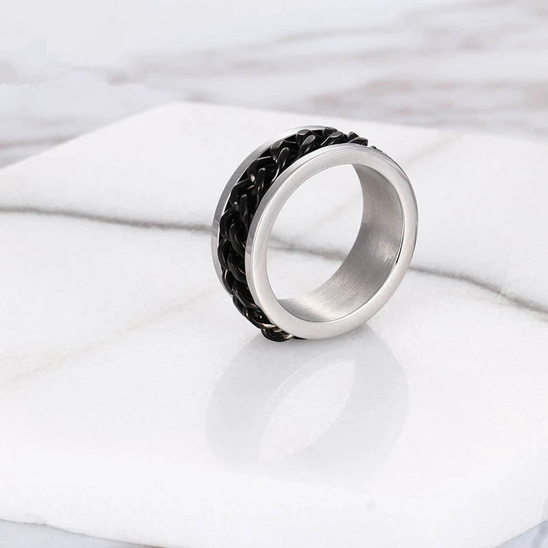Унисекс черное крутое круглое кольцо модное Золотое ювелирное изделие