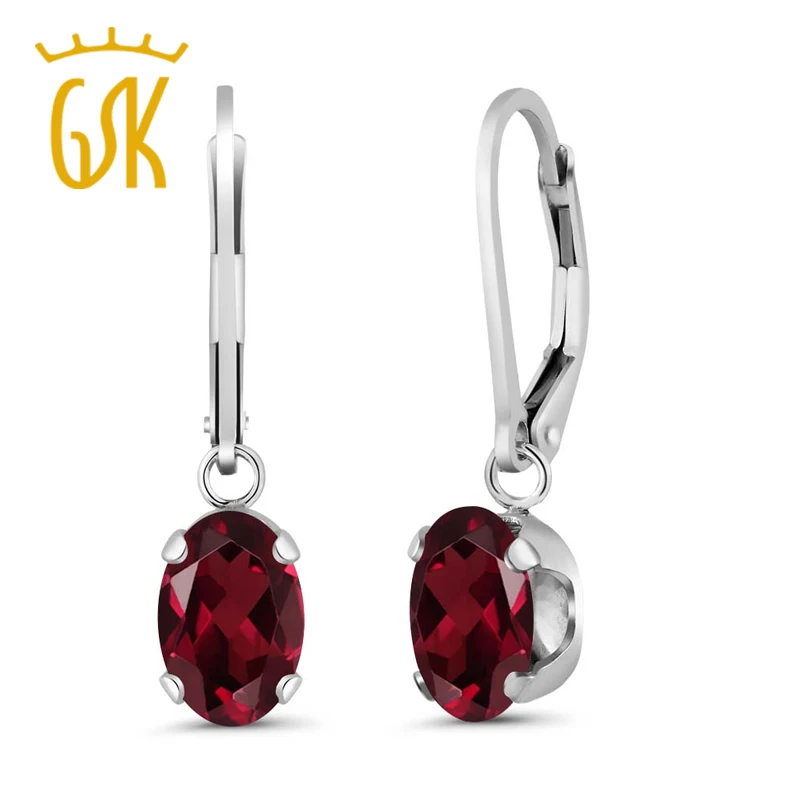 GemStoneKing 2 80 Ct овалнатуральный красный родолит гранат висячие серьги из чистого 925