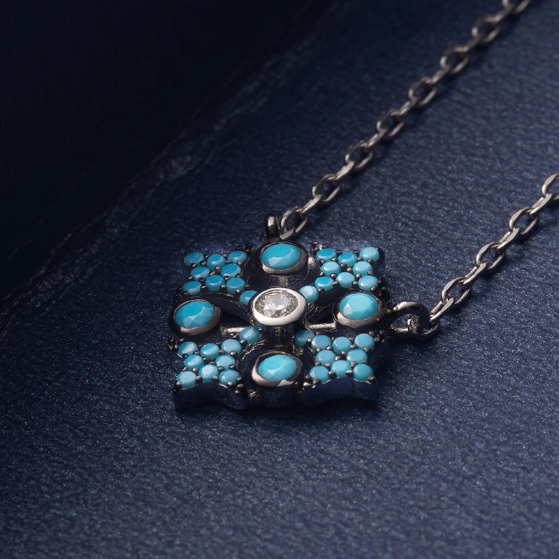 100% Стерлинговое Серебро 925 пробы оригинальный дизайн Простой Бирюзовый