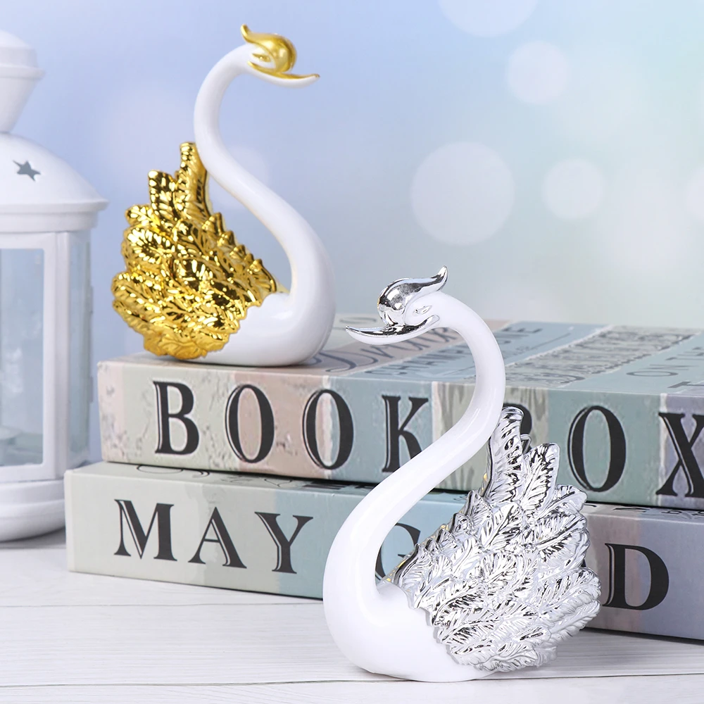 Золотая Серебряная корона с перьями лебедь орнамент днем рождения украшение для