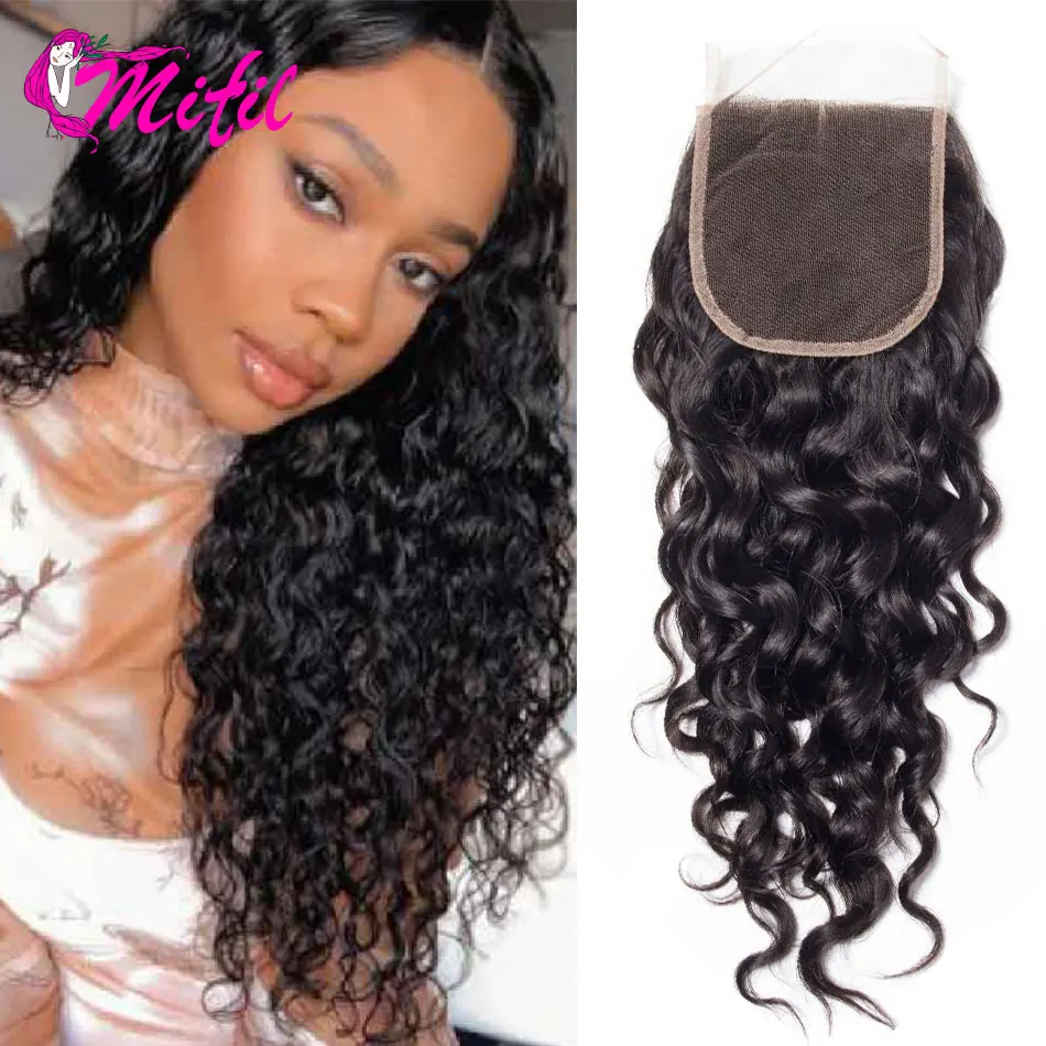 

5x5 HD Transparent Lace Closure Water Wave Human Hair Black Women 14-22 Remy Brazilian Hair Swiss Lace Closure Only Pre Plucked