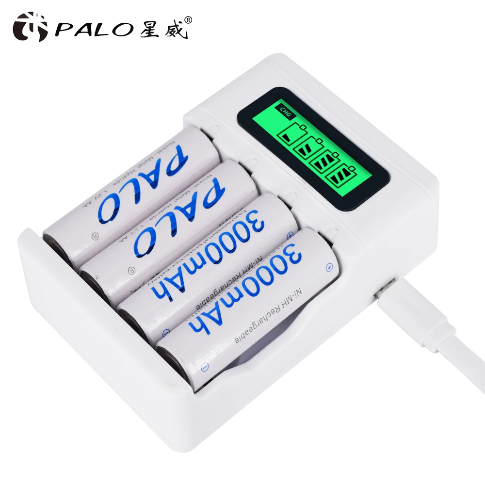 PALO 6 шт. 3000mAh 1,2 v AA перезаряжаемая батарея 2a rechargeabl для Светодиодный светильник для размещения игрушек батарея для камеры MP3 mp4 микрофон