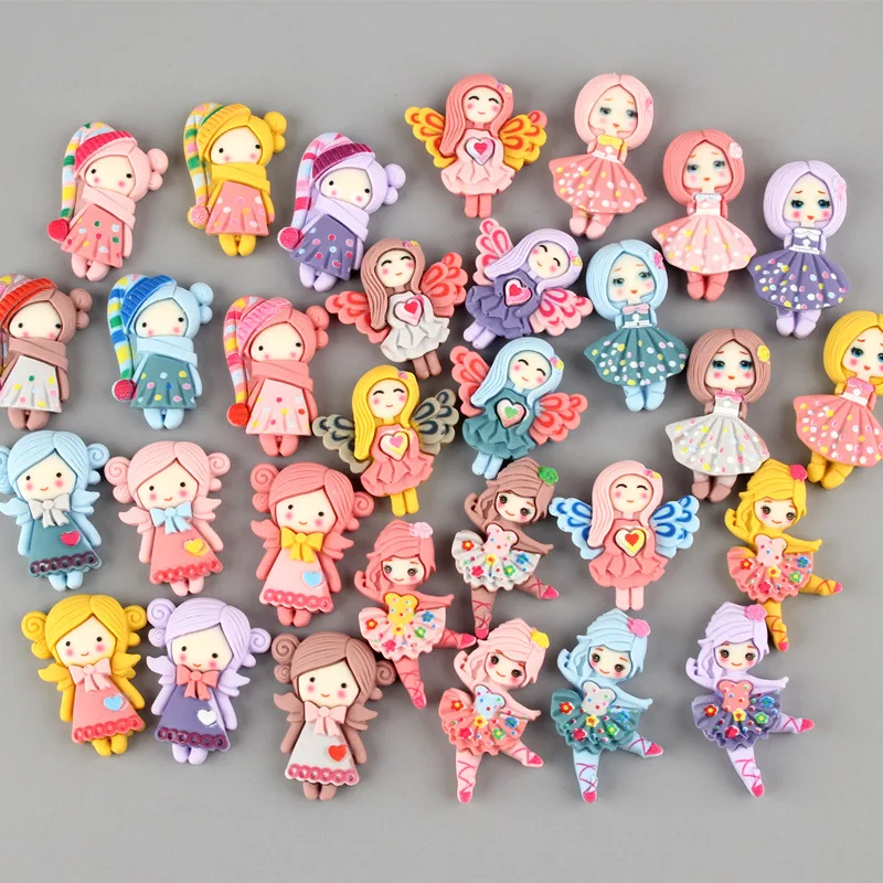 30Pcs Cartoon Scrub Princess Girls Color Resin Accessories DIY Craft Supplies Kids Toys Headwear Phone Shell Patch Arts Material | Дом и сад