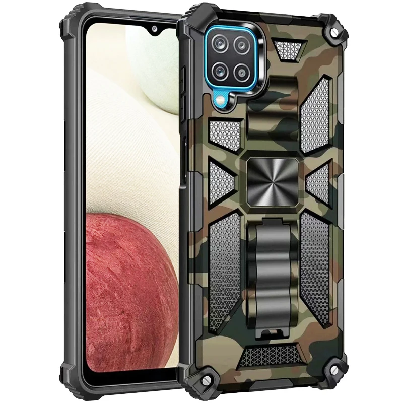 

Funda Case for Samsung Galaxy A12 A32 A52 A72 5G S21 Ultra S20 FE A51 A71 Camouflage Armor Coque Bracket Phone Case Cover Capa