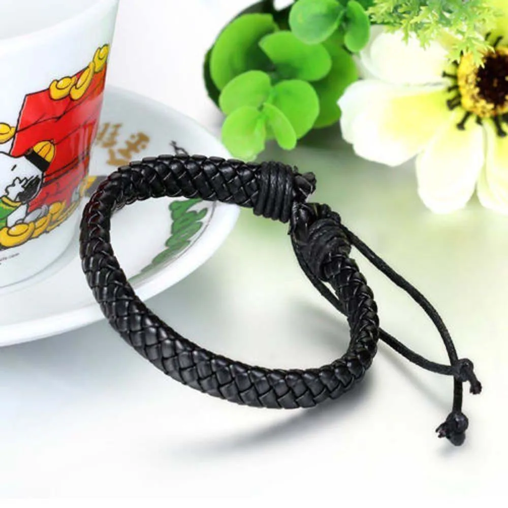 Мужской кожаный браслет в стиле панк на запястье веревка ювелирные изделия