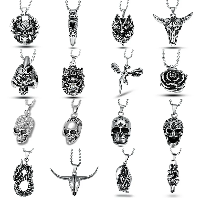 Мужская цепочка с подвеской в виде черепа из нержавеющей стали длина 60