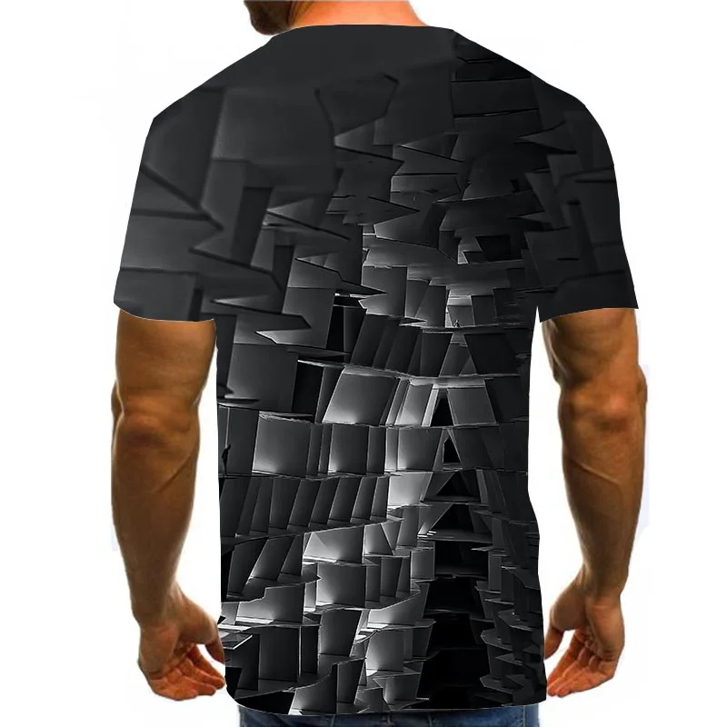 

Men's Psychedelic Black Shirt 3D Print T-Shirt Summer Graphic Tees Abstract Pattern Tops