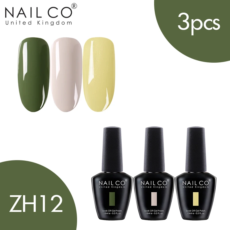 ZH12 NAILCO 3 шт. набор гель-лака UV Vernis Полупостоянный Праймер УФ-гель для ногтей Краска Декоративный Лак для ногтей Гибридный отмачиваемый Гель-лак - Цвет: ZH12