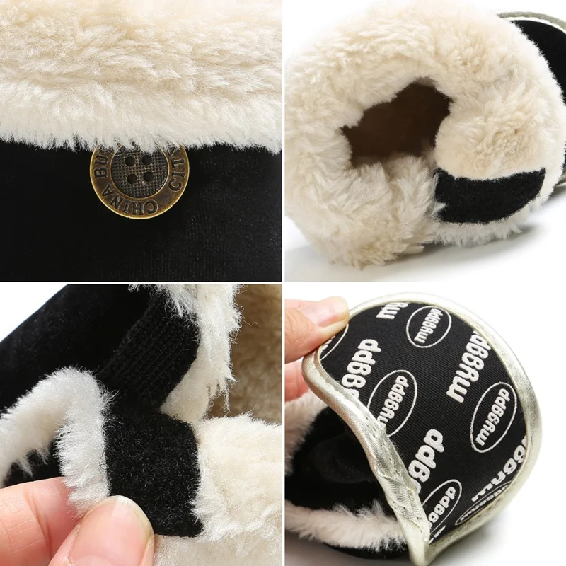 

Baby Girls Boots Winter Warm Shoes First Walkers Fur Snow Super Warm Girl Boys Prewalkers Soft Sole Booties With Buckles 144